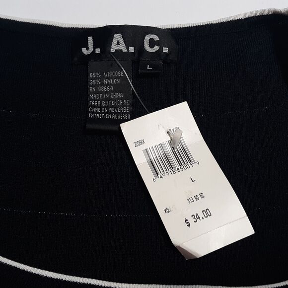 J.A.C. Black/White Striped Tank Womens Large L Ribbed Knit Top Shirt Summer - Picture 5 of 10